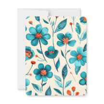 Watercolor Teal Flowers