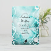 Watercolor Teal Inksplash Onderwater Trouwen Kaart (Staand voorkant)
