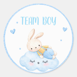 Watercolor team Jongen Konijn blauwe Wolken Geslac Ronde Sticker