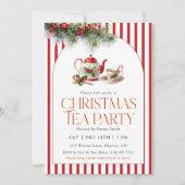 Watercolor Teapot Christmas Tea Party  Kaart (Voorkant)