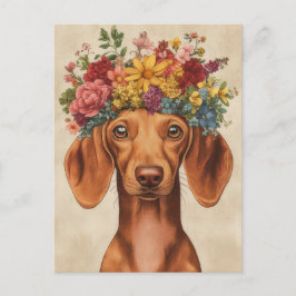 Watercolor Teckel Ansichtkaart Briefkaart