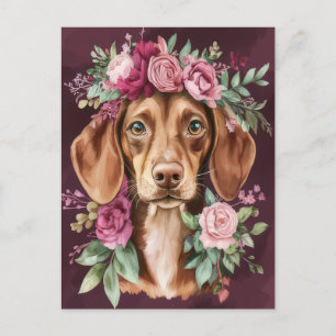 Watercolor Teckel Ansichtkaart Briefkaart