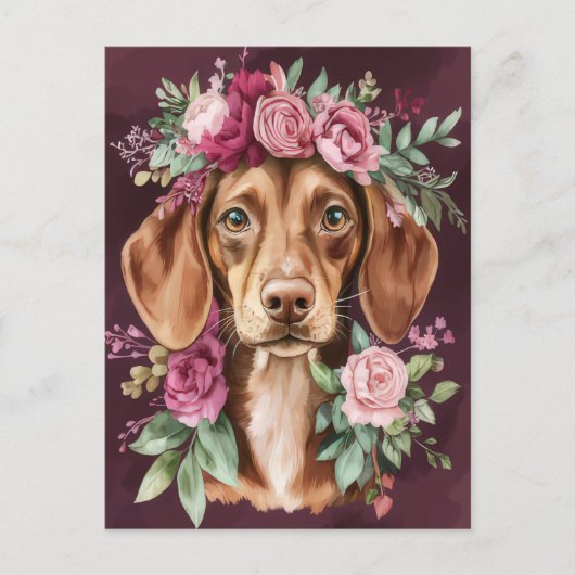Watercolor Teckel Ansichtkaart Briefkaart (Voorkant)