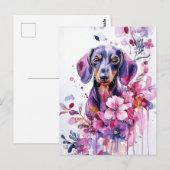 Watercolor Teckel Ansichtkaart Briefkaart (Voorkant / Achterkant)