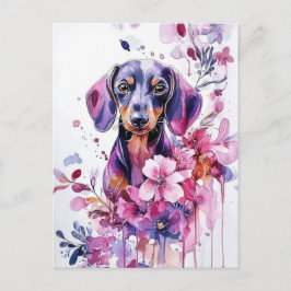 Watercolor Teckel Ansichtkaart Briefkaart