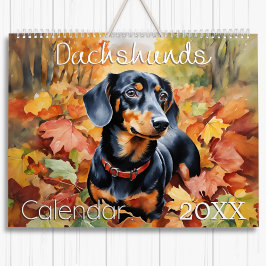 Watercolor Teckel Cute Hondenras 2027 Kalender
