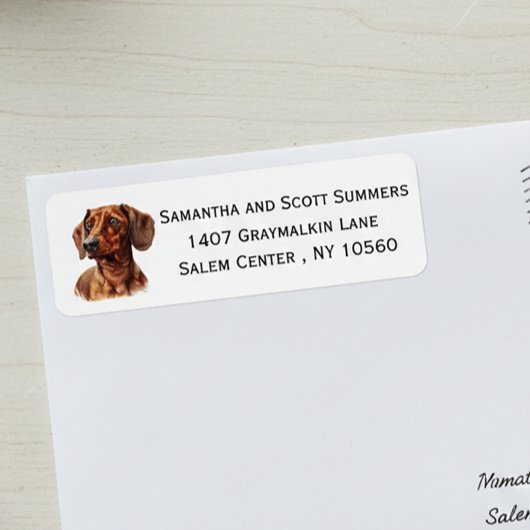 Watercolor Teckel Hond  Etiket