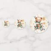Watercolor Teddibeer Sterren Groene Fiets Feest Confetti (Voorkanten)