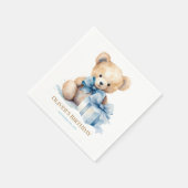 Watercolor Teddy Bear and Gift First Birthday Servet (Hoek)