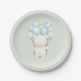 Watercolor Teddy Bear Balloons Baby Shower Paper P Papieren Bordje