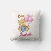 Watercolor Teddy Bear First Birthday Baby Kussen (Voorkant)