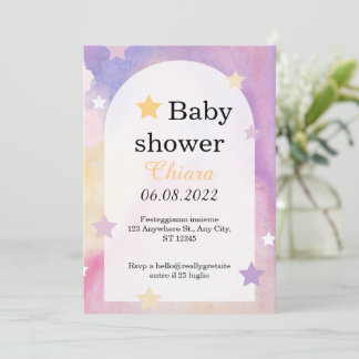 Watercolor Teddy Bear Hot Air Balloon Baby Shower Kaart