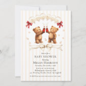Watercolor Teddy Bear "Ready to Pop" Baby Shower Kaart (Voorkant)