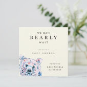 Watercolor Teddybeer Babyshower Kaart (Staand voorkant)