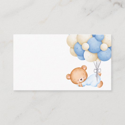 Watercolor Teddybeer Ballonnen Blank Informatiekaartje (Voorkant)