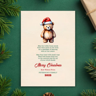 Watercolor Teddybeer Kerst Groetekaart Kaart