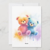 Watercolor Teddybeer Meisje Shower Pastel Kaart (Achterkant)