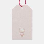 Watercolor Teddybeer Roze Ballonnen Cadeaulabel (Achterkant)