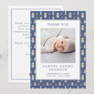 Watercolor Teddybeer Zeeman Pasgeboren Baby Foto Bedankkaart