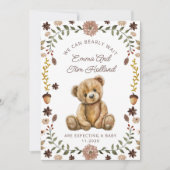 Watercolor Teddybeer zwangerschap geslacht neutraa Aankondiging (Voorkant)