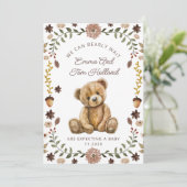 Watercolor Teddybeer zwangerschap geslacht neutraa Aankondiging (Staand voorkant)