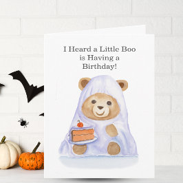 Watercolor Teddydbeer met Halloween-cake Kaart