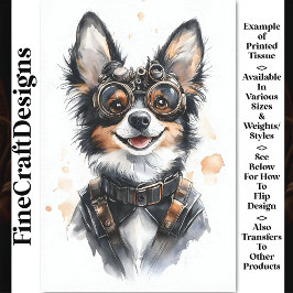 Watercolor teefje Elzasser hond, GSD CD8 decoupage Tissuepapier