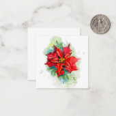 Watercolor tekening Kerstmis rode bloem Notitiekaartje (Voorkant / Achterkant in situ)