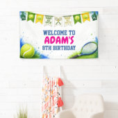 Watercolor tennis verjaardagsfeestbanner spandoek (Insitu)