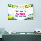 Watercolor tennis verjaardagsfeestbanner spandoek (Beurs)
