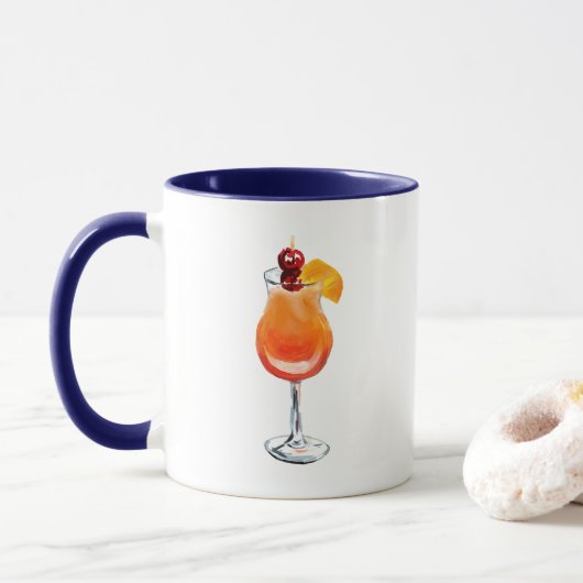 Watercolor Tequila Sunrise Cocktail Mok (Met donut)