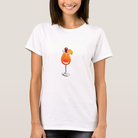Watercolor Tequila Sunrise Cocktail T-shirt (Voorkant)