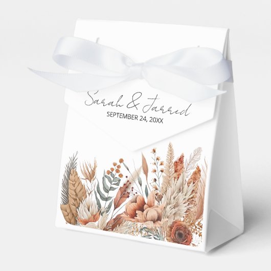 Watercolor Terracotta Bloemen Bruiloft Bedankdoosjes (Voorkant Zijde)