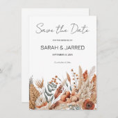Watercolor Terracotta Bloemen Bruiloft Save The Date (Voorkant / Achterkant)