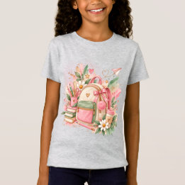 Watercolor Terug naar School Meisjes T-Shirt | Roz