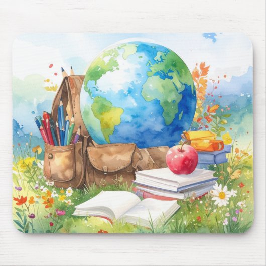 Watercolor Terug naar School Muismat (Voorkant)