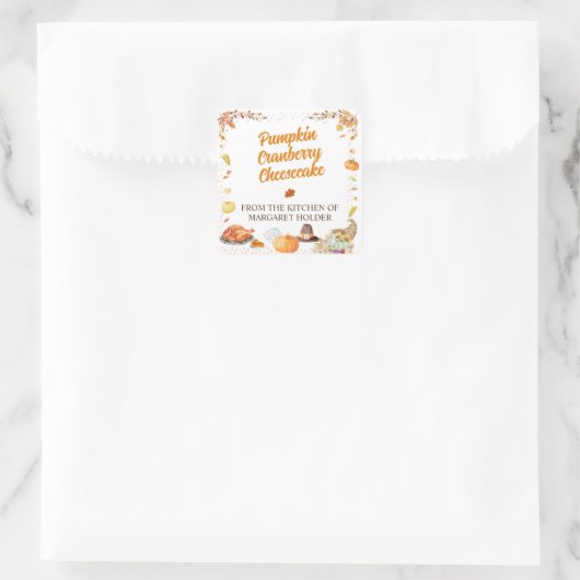 Watercolor Thanksgiving Celebration Vierkante Sticker (Tas)