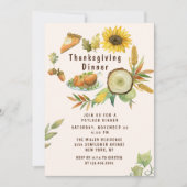 Watercolor Thanksgiving-dinerfeest Kaart (Voorkant)