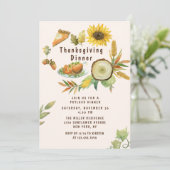Watercolor Thanksgiving-dinerfeest Kaart (Staand voorkant)