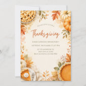 Watercolor Thanksgiving-dineruitnodiging Kaart (Voorkant)