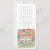Watercolor Thanksgiving Dinner Georgian House Kaart (Voorkant)