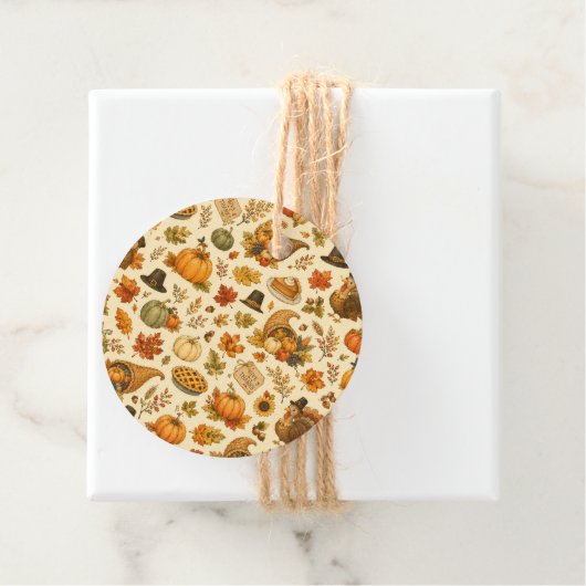 Watercolor Thanksgiving-patroon Bedankjes Labels (In situ)