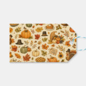 Watercolor Thanksgiving Patroon Cadeaulabel (Voorkant (Horizontaal))
