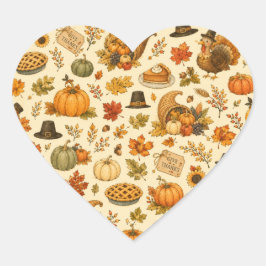 Watercolor Thanksgiving Patroon Hart Sticker