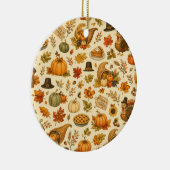 Watercolor Thanksgiving-patroon Keramisch Ornament (Rechts)