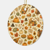 Watercolor Thanksgiving-patroon Keramisch Ornament (Links)