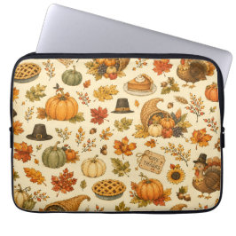Watercolor Thanksgiving Patroon Laptop Sleeve