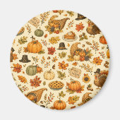 Watercolor Thanksgiving Patroon Magneet (Voorkant)