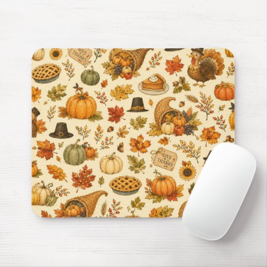 Watercolor Thanksgiving Patroon Muismat (Met muis)