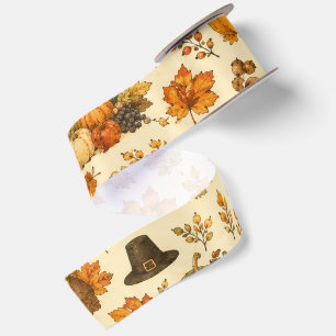 Watercolor Thanksgiving Patroon  Satijnen Lint